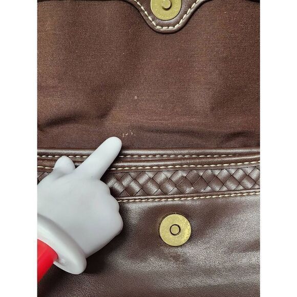 Ann Taylor Loft Basket weave brown handbag/Shoulderbag #A85 - Picture 5 of 11